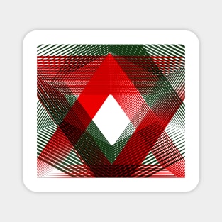 Geometric green red christmas abstract Magnet