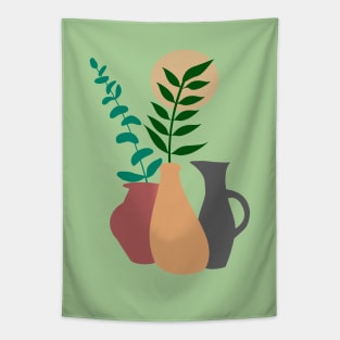 Boho Pots and Leaves Tapestry