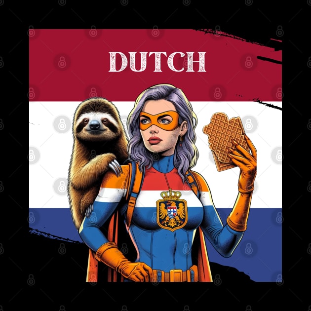 Dutch: 80's Female Comic Book Hero with Sloth by Woodpile