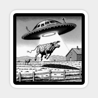 UFO Abducting a Farm Cow Magnet