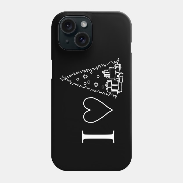 White Line Drawing I Love Christmas Phone Case by ellenhenryart