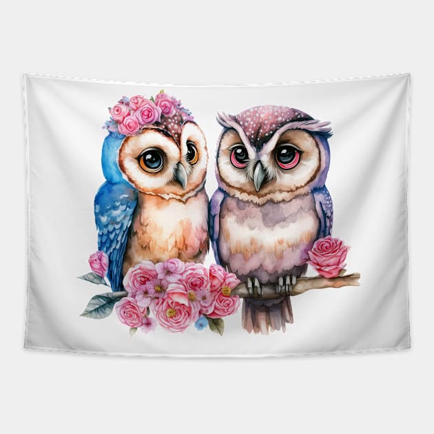 owl Blue Tapestry by abbeheimkatt