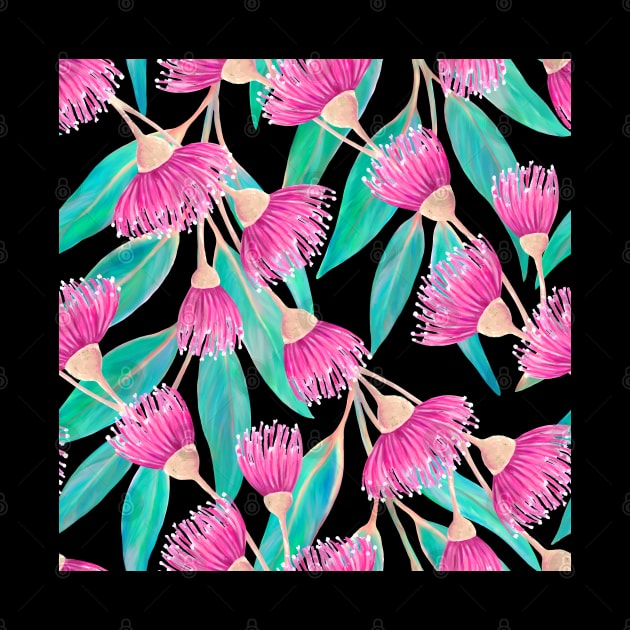 Eucalyptus with Pink Flowers Pattern by Kraina