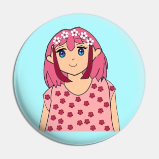 Pink Hair Anime Girl Pin