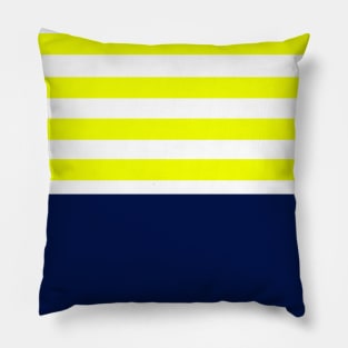 blue with yellow and white stripes Pillow