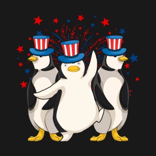 US Flag American 4th Of July Animal Penguin T-Shirt