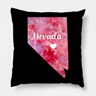 Nevada state map USA heart watercolor pink watercolour Pillow