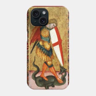 St. Michael Archangel and Dragon Sienese School Medieval Art Phone Case