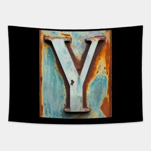 Rusty Letter Y Antique Monogram Letter Y Initial Alphabet Tapestry