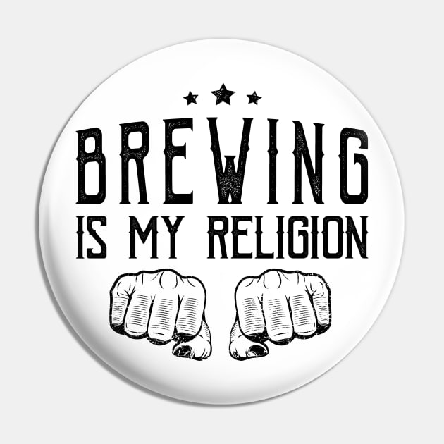 Brewing Is My Religion Typography Art Alcohol Liquor Beer Brewmaster Gift Pin by twizzler3b