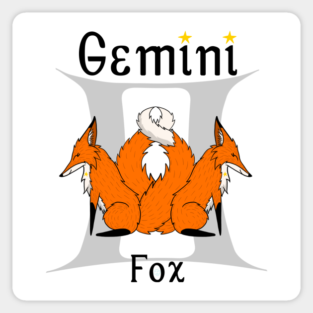 Gemini Fox - Horoscope - Sticker | TeePublic Gemini Fox - Horoscope - Sticker | TeePublic