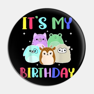 Happy Birthday Girl Squish Squad Mallow Girls Kids Cute Pin