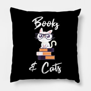 Books And Cats  Cat Lover Book Lover Nerd Cat Gift Pillow