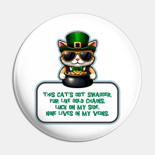 Cat Leprechaun With Pot of Gold 2 - Saint Patrick Pin