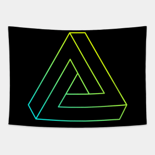 Impossible triangle with cyan to yellow gradient edge Tapestry