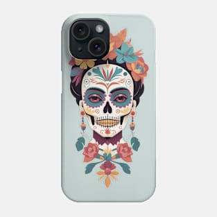 Frida's Sugar Skull Tribute: Colorful Illustration Phone Case