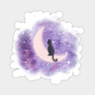 Cat and moon Magnet