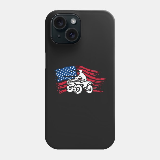 ATV / FOUR WHEELING: ATV Four Quad Biker American Flag Phone Case by woormle