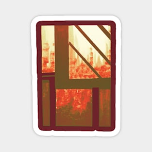 Red Autumn Cityscape Magnet