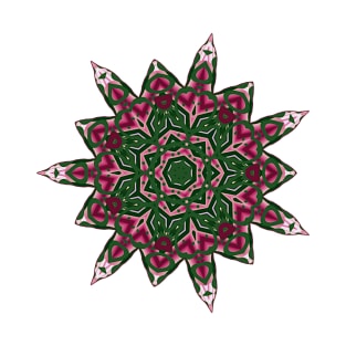 Green and Red Abstract Mandala Star Silhouette T-Shirt