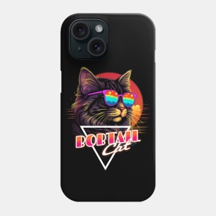 Retro Wave Bobtail Cat Miami Shirt Phone Case