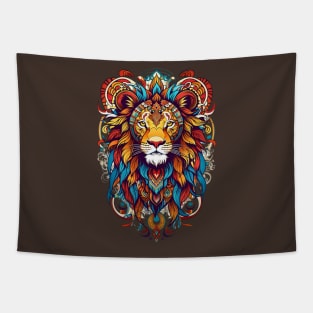 Lion's Head tribal art indigenous retro vintage design Tapestry