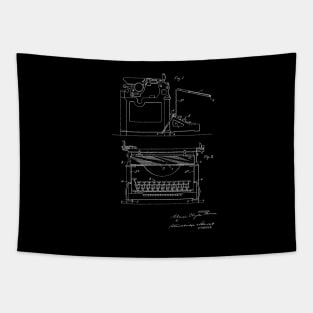 Typewriter Screen Vintage Patent Drawing Tapestry