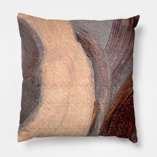 Abstract Art Oil Painting Purple Ochre Grey Pillow