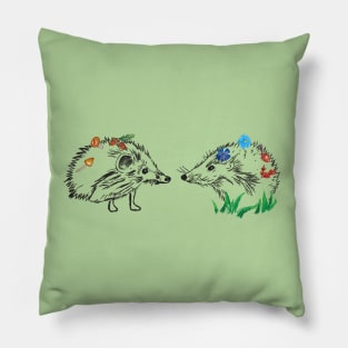 Cute Hedgehogs Drawing Pillow