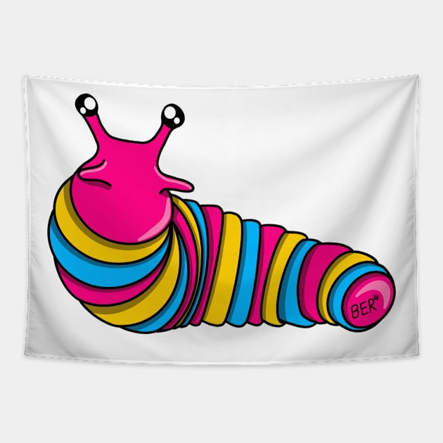Pansexual Pride Fidget Slug Tapestry by SentABearToSpace 