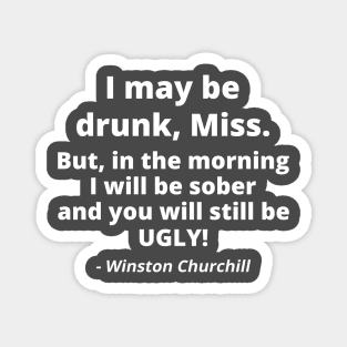 I may be drunk! But, in the morning I will be sober and you will still be ugly! Magnet