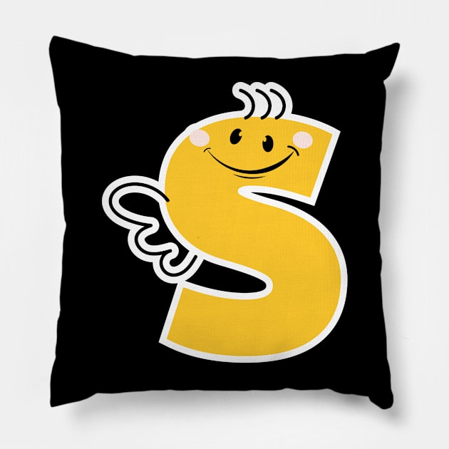 Playful Kids' Letter S - Funny & Creative Alphabet Gift for Smiles Pillow by WeAreTheWorld