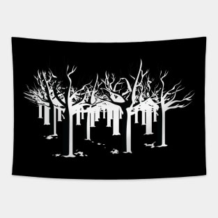 Parallel Forest - Black and White Edition Tapestry