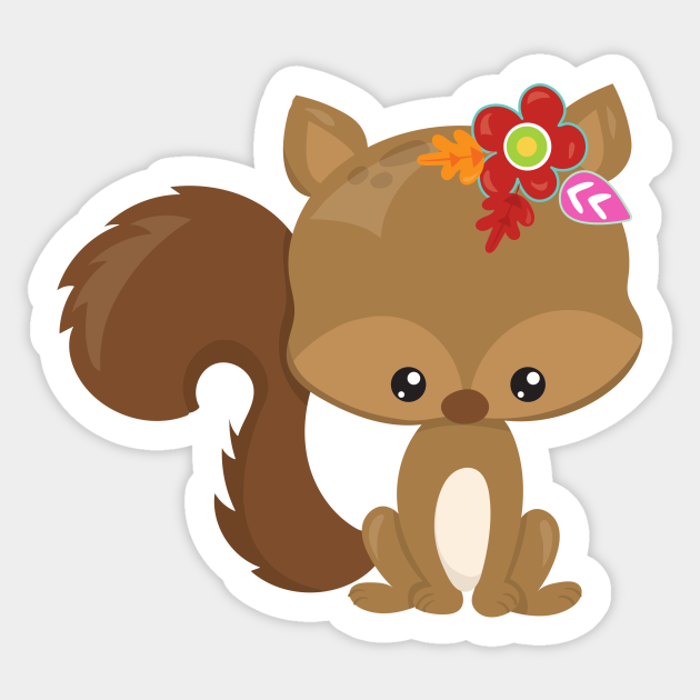 Spring Animals, Cute Squirrel, Colorful Flowers - Cute Squirrel - Sticker | TeePublic Spring Animals, Cute Squirrel, Colorful Flowers - Cute Squirrel - Sticker | TeePublic