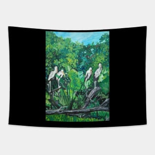 Stork's are taking rest on the tree. Tapestry