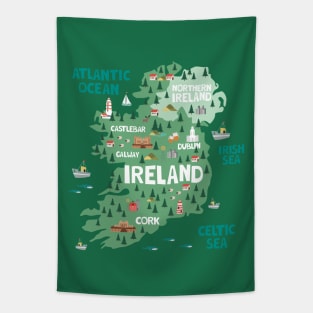 Ireland Illustrated Map Tapestry