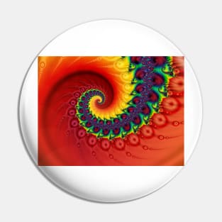 Red Fractal Spiral Pin