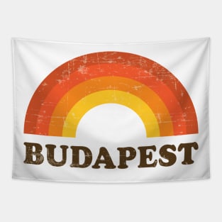 Retro Vintage Budapest Hungary Souvenir 60s Style Rainbow Tapestry