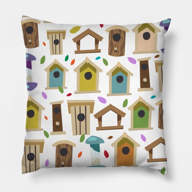 Bird Boxes cartoon Pillow by nickemporium1