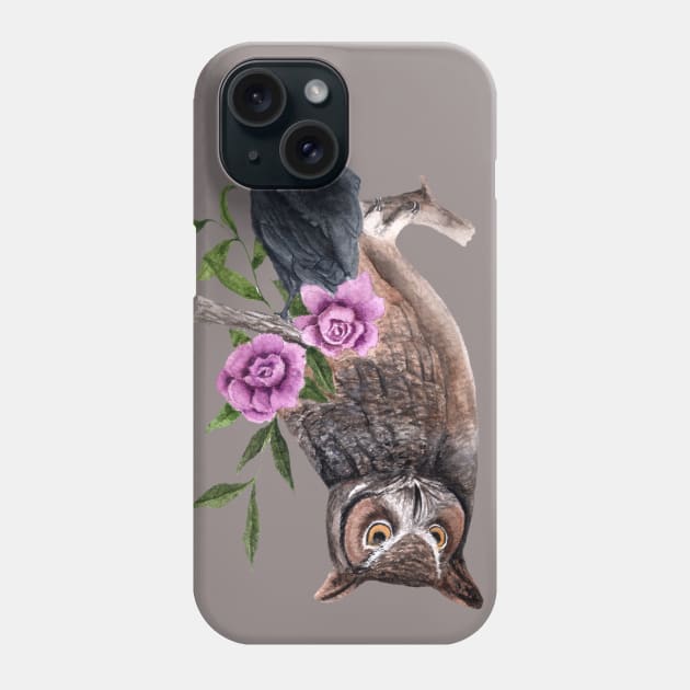 Owl and Raven Phone Case by martaliaa