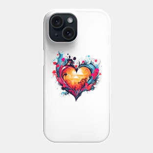 Heart Nouveau Design (red, blue) Phone Case