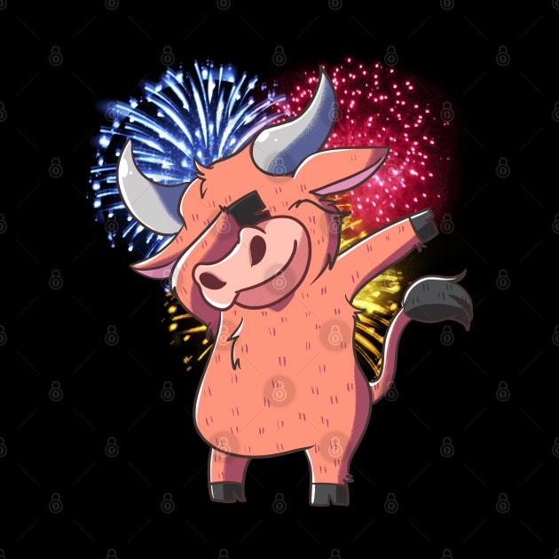 Dabbing Ox with Fireworks ~ Chinese New Year of the Ox by Colored Stardust