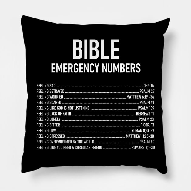 Bible Emergency Numbers Pillow by Caskara