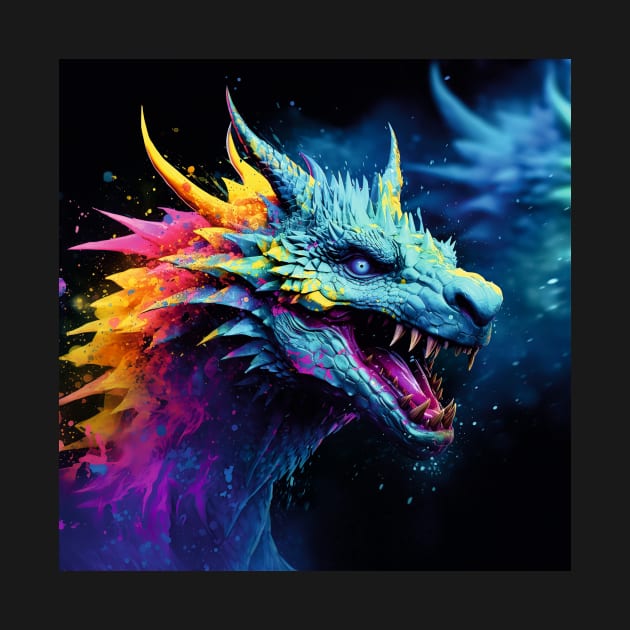 Vibrant Colourful Dragon by Geminiartstudio