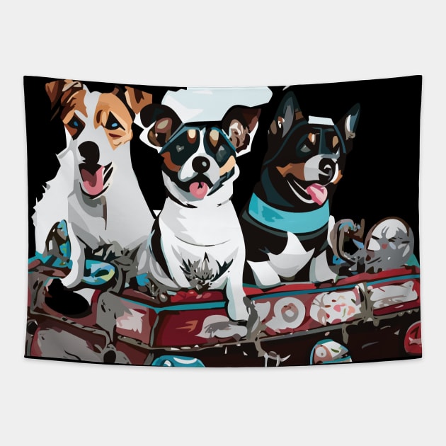 Dog travelers Tapestry by TheBlackSheep