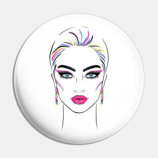 Fashionable female face Pin