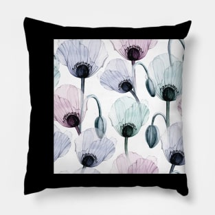 Seamless Watercolor Pattern With Transparent Poppy Flower Pillow