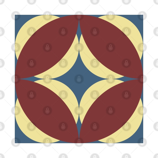 Modern Geometric Pasifika Design in French Blue, Cream and Burgundy by FrancesPoff