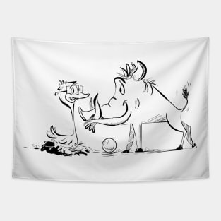 Warthog and duck Tapestry