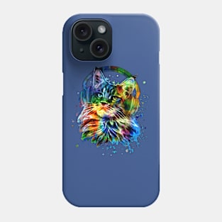 Cat With Headphones Watercolor Art Phone Case